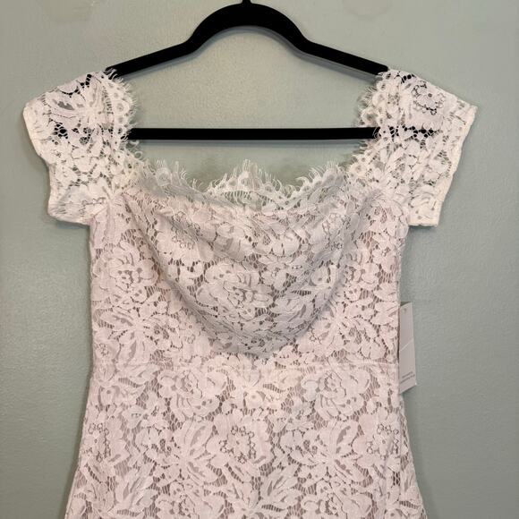 Tobi Mini Floral Lace Dress M White Off Shoulder Bodycon Cocktail Party Prom NWT - Picture 4 of 12